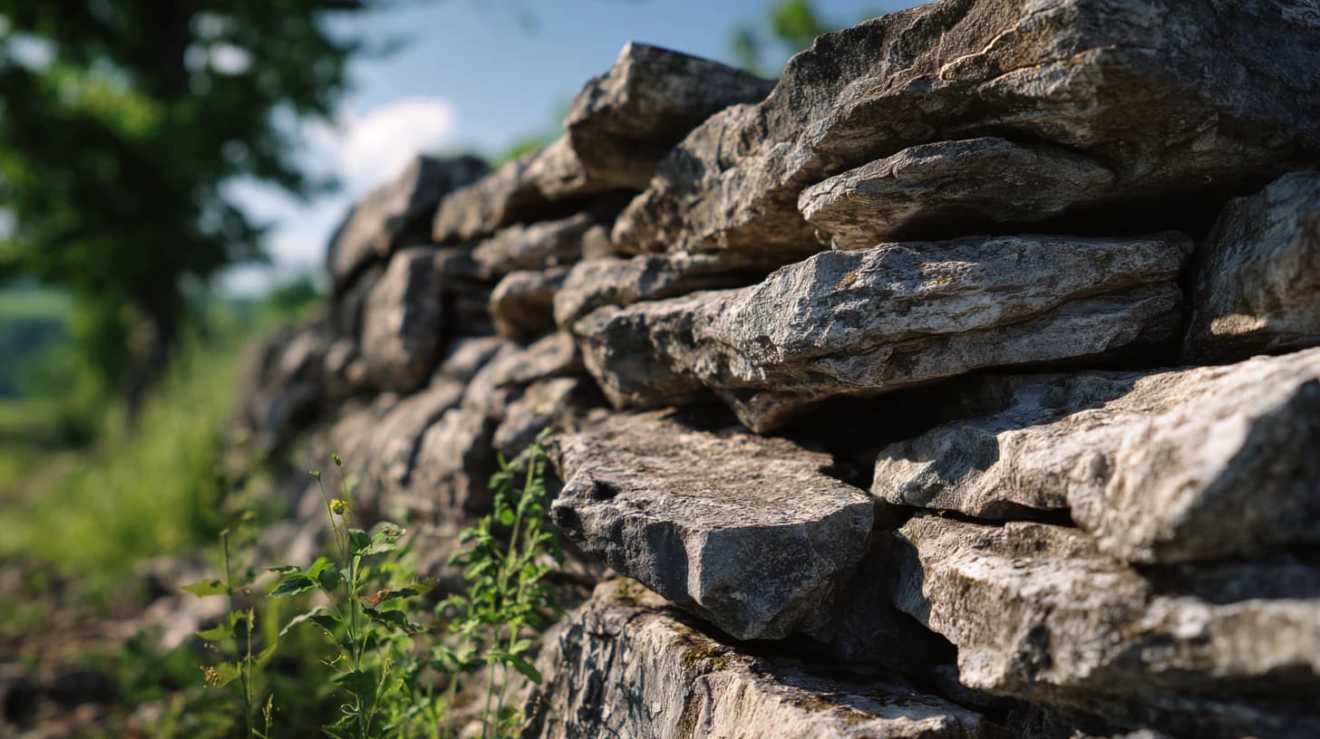 Close-up of a dry stone wall